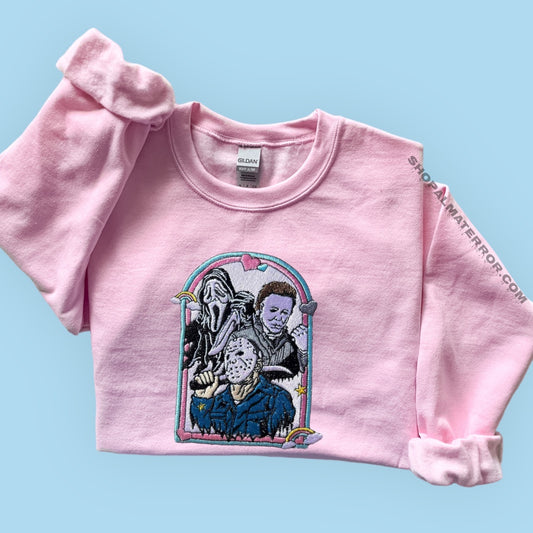 Pastel Horror Trio crewneck -Pink